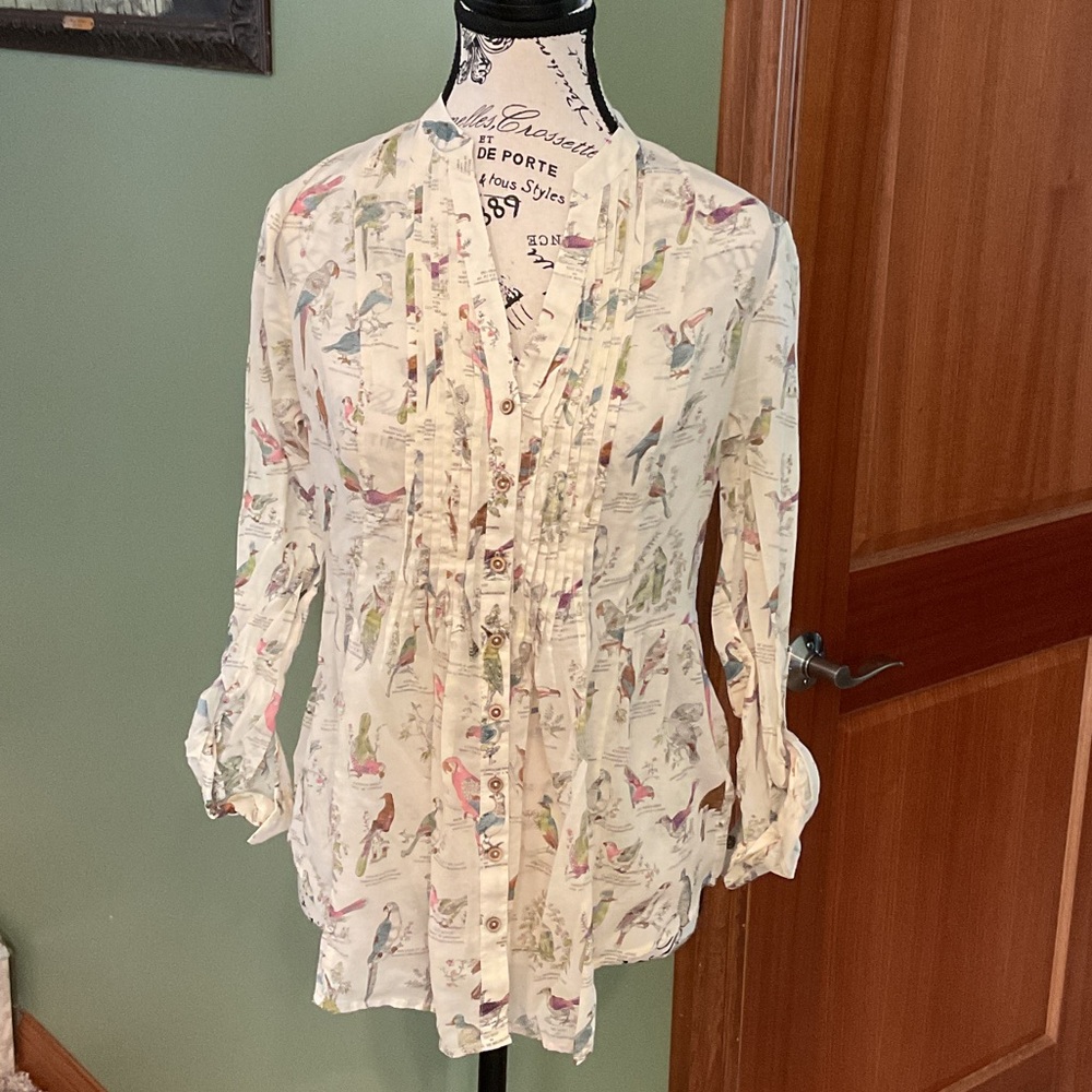 Maeve Multicolor Bird Print Blouse, Sz 0